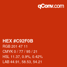 カラーコード: HEX #C92F0B | qconv.com