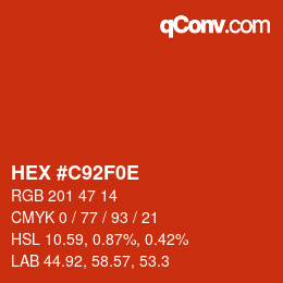 カラーコード: HEX #C92F0E | qconv.com