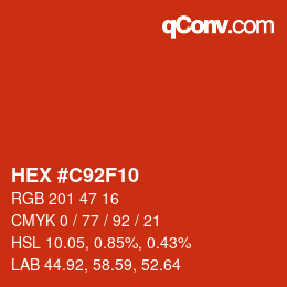 カラーコード: HEX #C92F10 | qconv.com