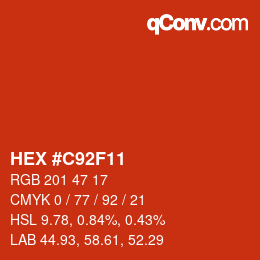 カラーコード: HEX #C92F11 | qconv.com