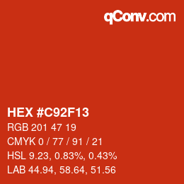カラーコード: HEX #C92F13 | qconv.com