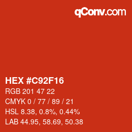 Color code: HEX #C92F16 | qconv.com
