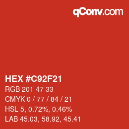 Color code: HEX #C92F21 | qconv.com