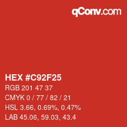 Color code: HEX #C92F25 | qconv.com