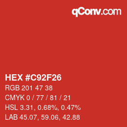 Color code: HEX #C92F26 | qconv.com