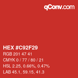 颜色代码: HEX #C92F29 | qconv.com