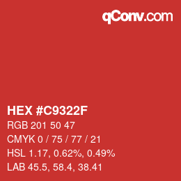 Color code: HEX #C9322F | qconv.com