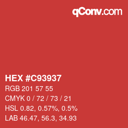 カラーコード: HEX #C93937 | qconv.com
