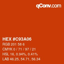 Código de color: HEX #C93A06 | qconv.com