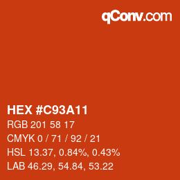 Código de color: HEX #C93A11 | qconv.com