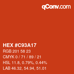 颜色代码: HEX #C93A17 | qconv.com