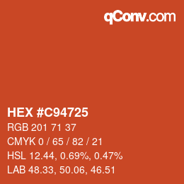 Código de color: HEX #C94725 | qconv.com