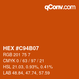 Code couleur: HEX #C94B07 | qconv.com
