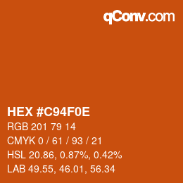 Color code: HEX #C94F0E | qconv.com