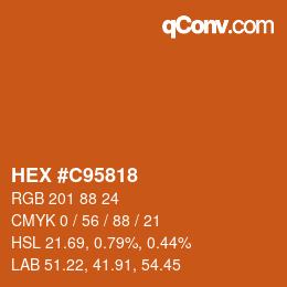 颜色代码: HEX #C95818 | qconv.com