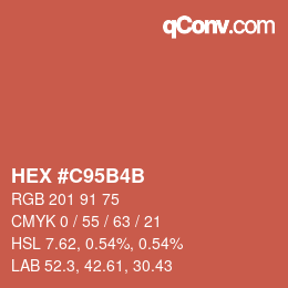 颜色代码: HEX #C95B4B | qconv.com