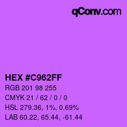 Color code: HEX #C962FF | qconv.com