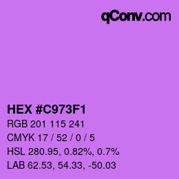 Code couleur: HEX #C973F1 | qconv.com