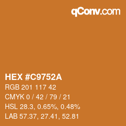 Color code: HEX #C9752A | qconv.com