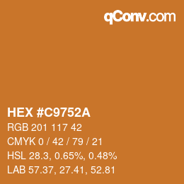 Color code: HEX #C9752A | qconv.com