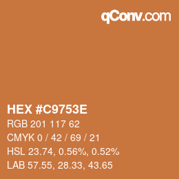 Color code: HEX #C9753E | qconv.com