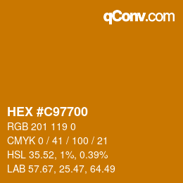 カラーコード: HEX #C97700 | qconv.com