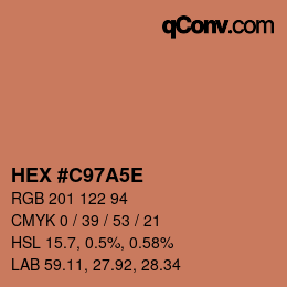 Color code: HEX #C97A5E | qconv.com
