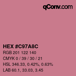 カラーコード: HEX #C97A8C | qconv.com