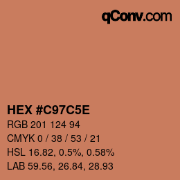 Color code: HEX #C97C5E | qconv.com