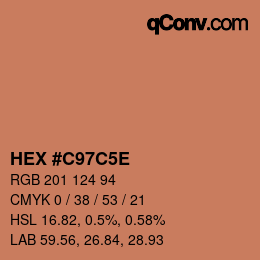 カラーコード: HEX #C97C5E | qconv.com