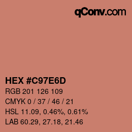 Color code: HEX #C97E6D | qconv.com