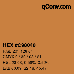 カラーコード: HEX #C98040 | qconv.com