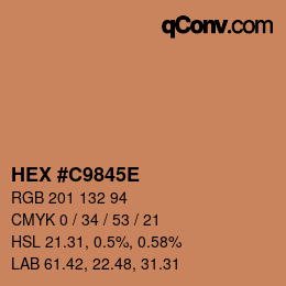 颜色代码: HEX #C9845E | qconv.com