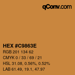 Color code: HEX #C9863E | qconv.com