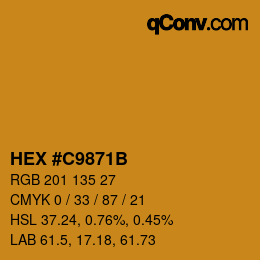 Color code: HEX #C9871B | qconv.com