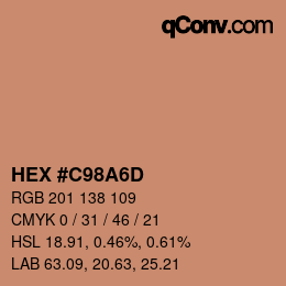 Farbcode: HEX #C98A6D | qconv.com
