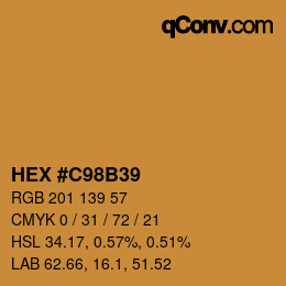 Color code: HEX #C98B39 | qconv.com