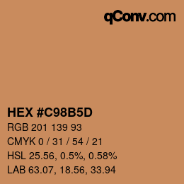 カラーコード: HEX #C98B5D | qconv.com