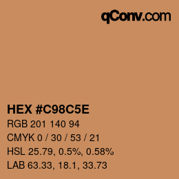 Code couleur: HEX #C98C5E | qconv.com