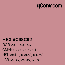カラーコード: HEX #C98C92 | qconv.com