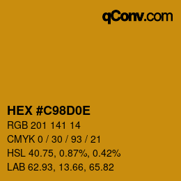 Color code: HEX #C98D0E | qconv.com