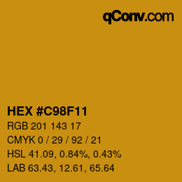 Color code: HEX #C98F11 | qconv.com