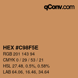 Código de color: HEX #C98F5E | qconv.com