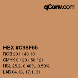 Farbcode: HEX #C98F65 | qconv.com