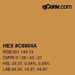 Color code: HEX #C9904A | qconv.com