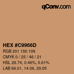 Color code: HEX #C9966D | qconv.com