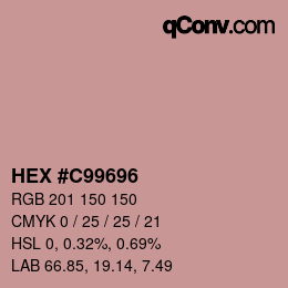 Color code: HEX #C99696 | qconv.com
