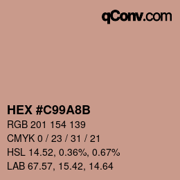 Color code: HEX #C99A8B | qconv.com