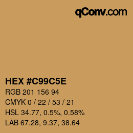 Color code: HEX #C99C5E | qconv.com