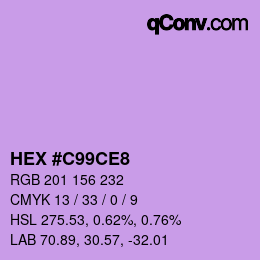 颜色代码: HEX #C99CE8 | qconv.com